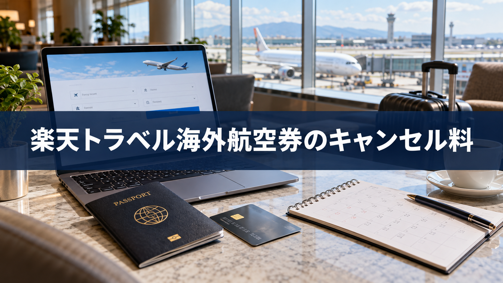 楽天トラベル海外航空券のキャンセル料！変更手数料と返金を解説の内容を示す実写風旅行写真